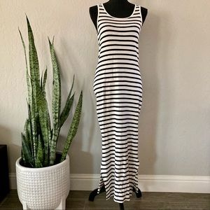 Saint James Navy Blue & Cream Striped Sleeveless Maxi Dress / Size 6